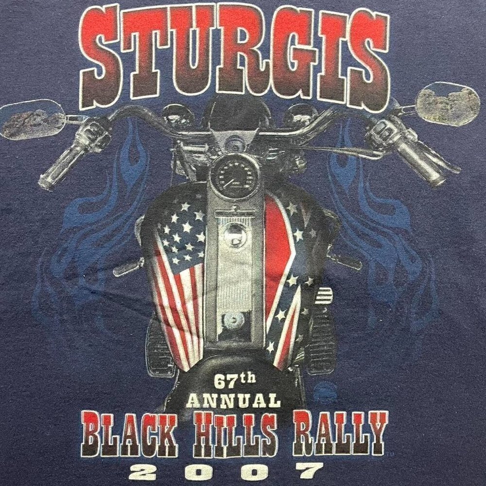 Y2k Sturgis long sleeve shirt biker Harley Davidson navy blue men’s XL - Picture 3 of 5